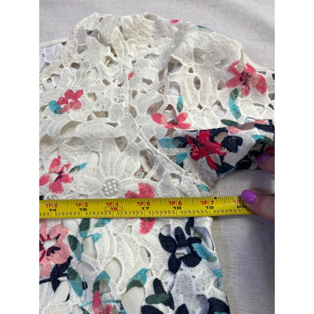 Charter Club Floral Print Eyelet Lace Ivory Blouse & Cami sz S Cottagecore - Picture 14 of 16